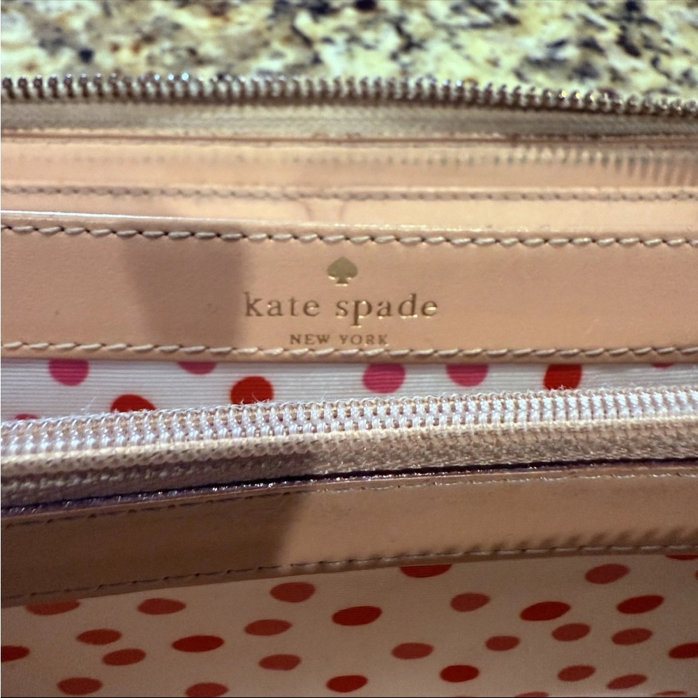 Kate Spade Wellesley Layton Fresh Air Cream Leather Zip Around Wallet Classic - Picture 5 of 7